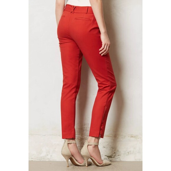 CARTONNIER Anthropologie Orange Charlie Ankle Zip Pants SIZE 8 - Picture 2 of 13